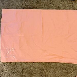 Dark Pink Pillowcase with Embroidered Text